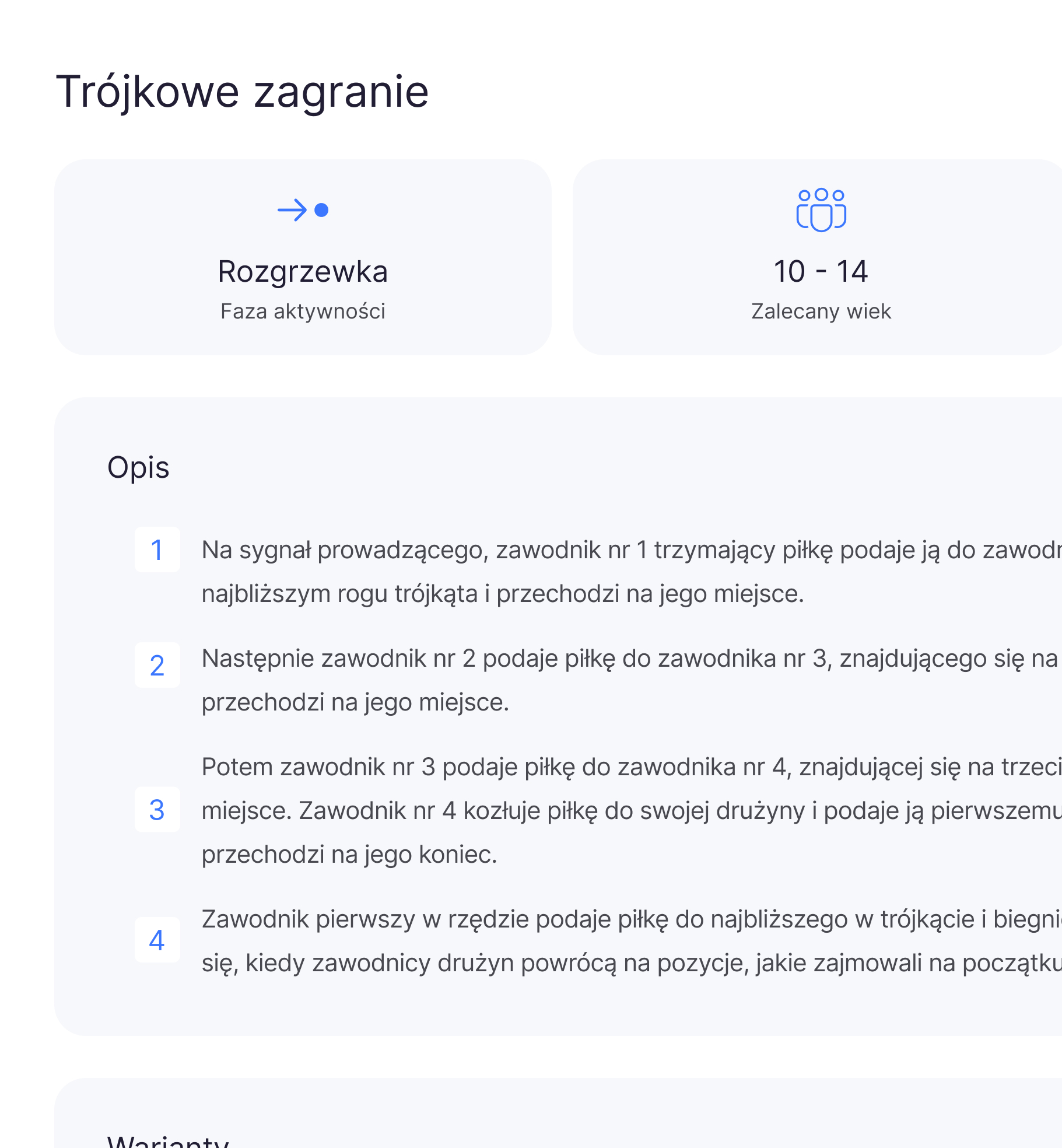 Podgląd bazy ćwiczeń Gamionary