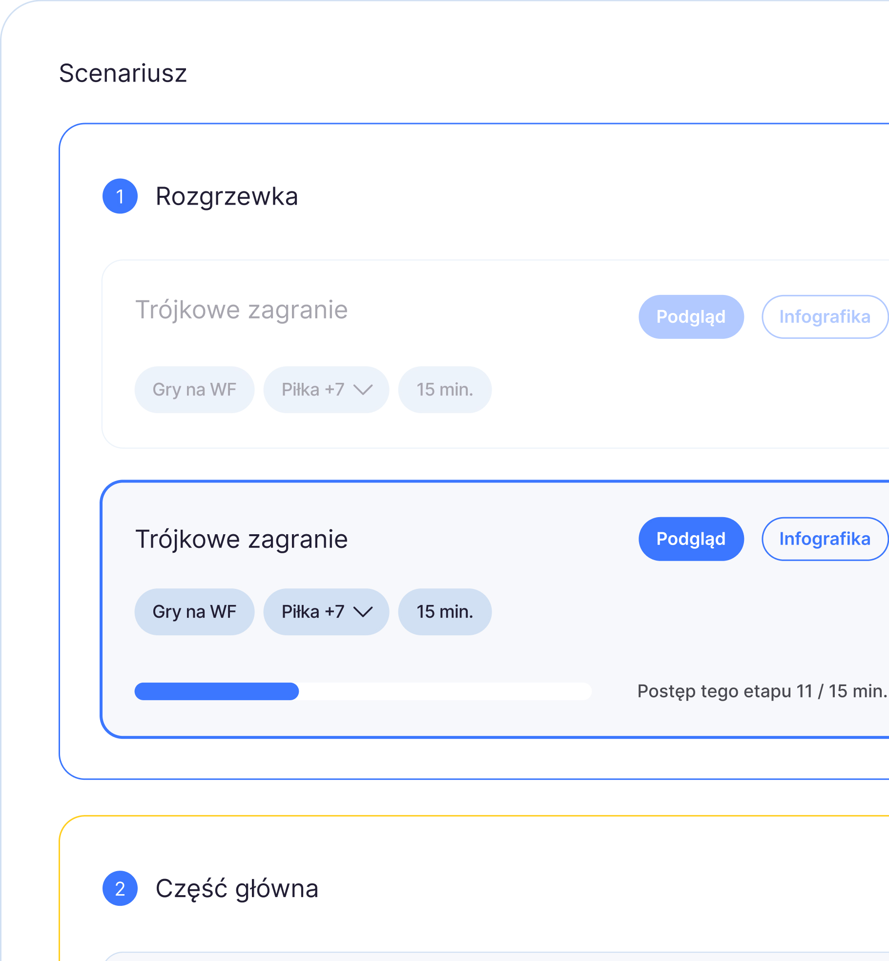 Podgląd kontroli czasu zajęć w Gamionary